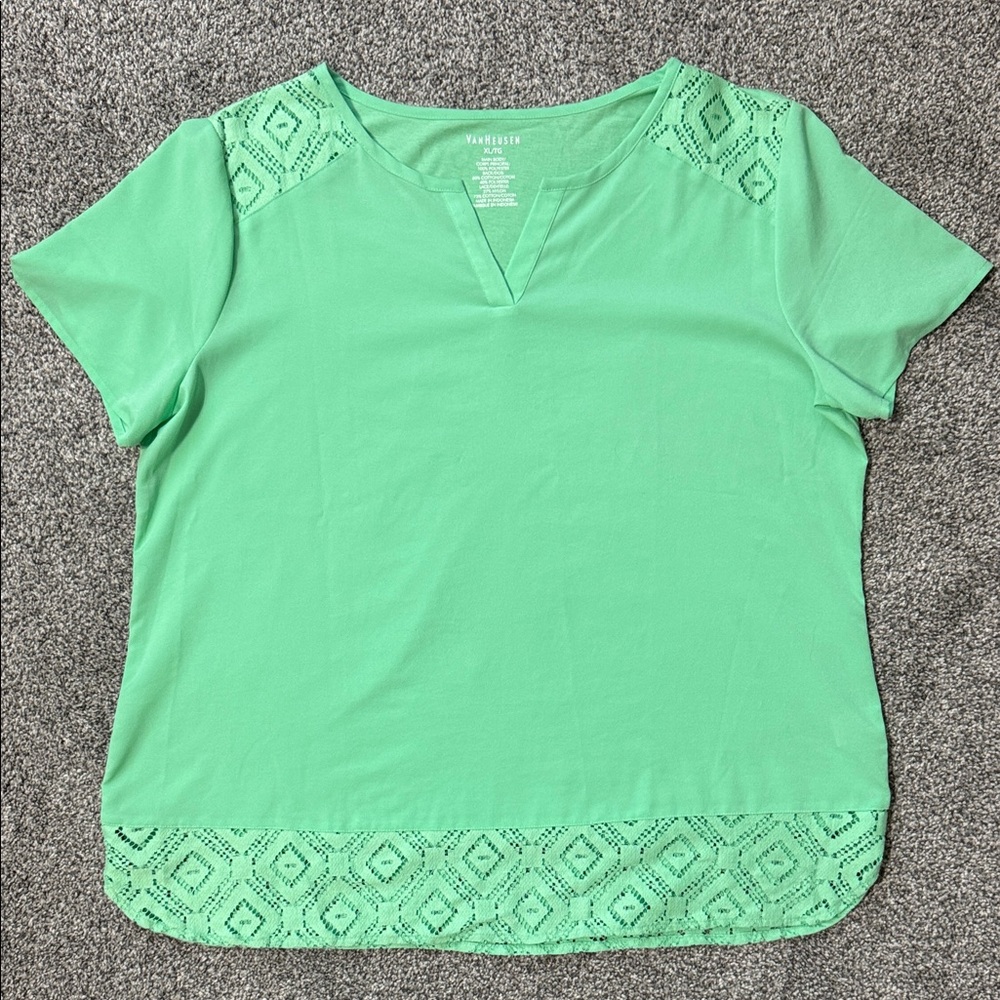 VanHeusen Green Short Sleeve Top Sz XL